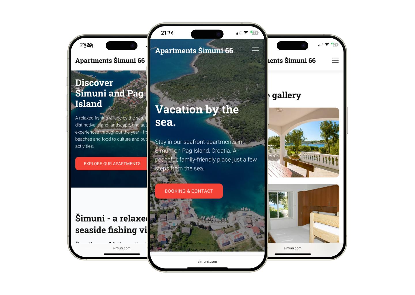 Primjer profesionalne web stranice za privatne iznajmljivače